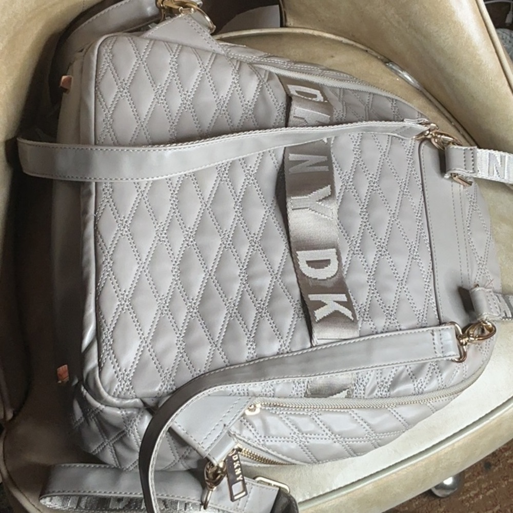 Dkny Quilted Silver Backpack - image 2